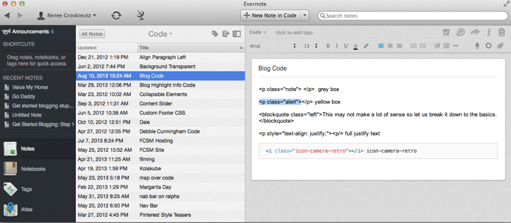 Blogging Tip on saving html code for sidebars