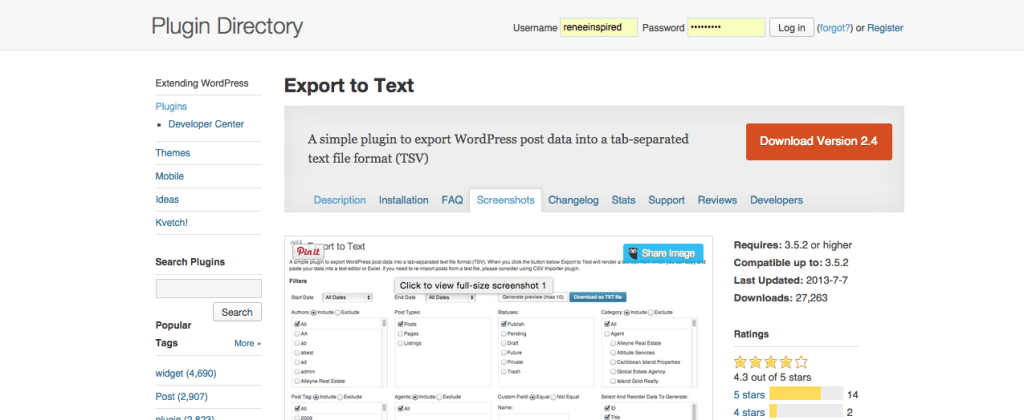 wordpress-export-csv