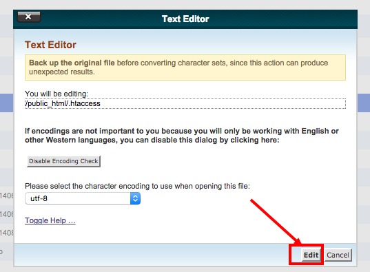 How to edit the htaccess file from the cPanel