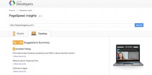 Page speed results from Google