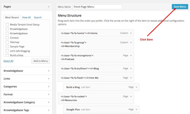 How to change the WordPress Nav Menu