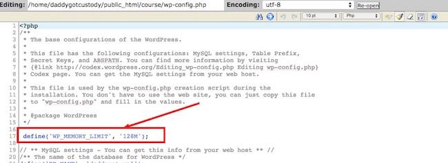 define WP_MEMORY_LIMIT’, WP_MEMORY_LIMIT’, ‘128M