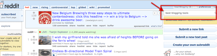 use reddit as a blog research tool