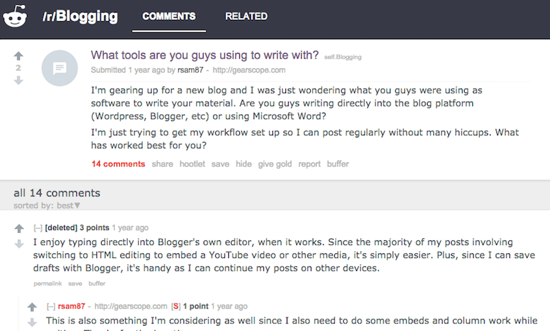 how to use reddit for blog research