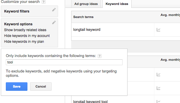 tips on using the Google keyword tool