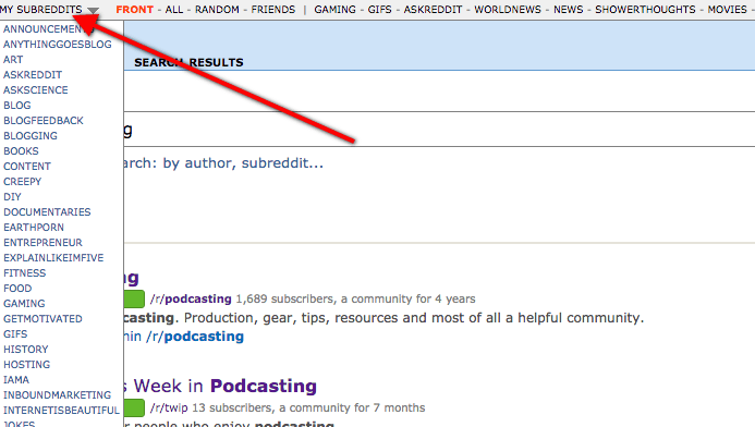 tutorial on how to get to sub reddits