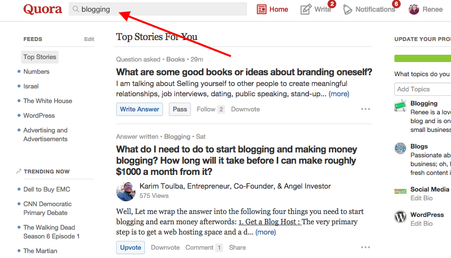 How to search on quora
