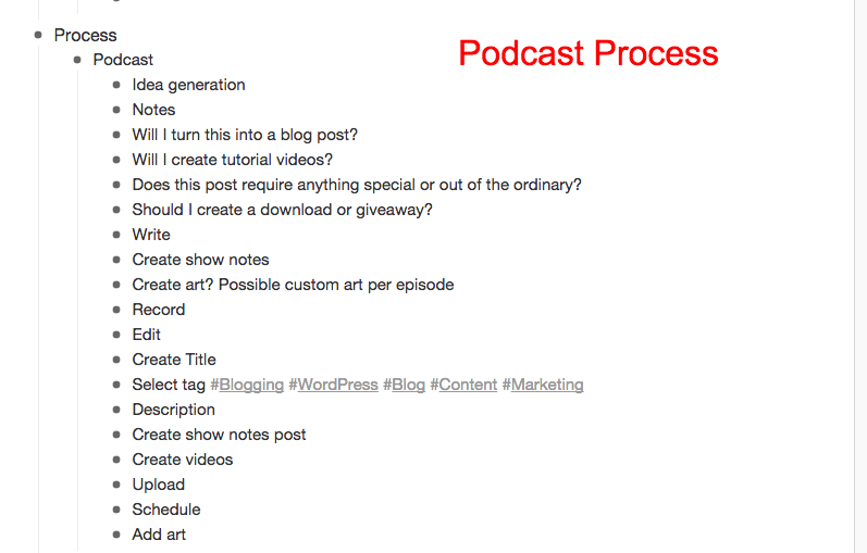 How I use Workflowy for processes