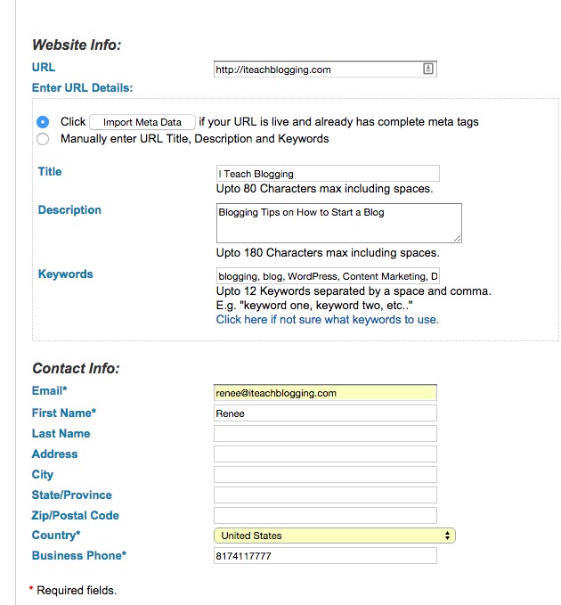 Addme Website Submission Free Tool