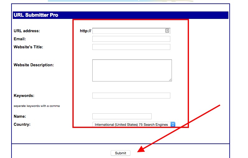 free-website-submission using All Site Cafe