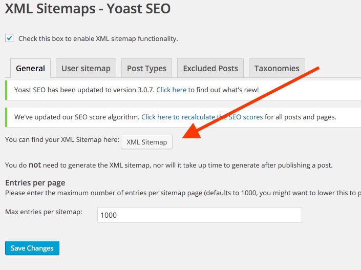 Yoast SEO Sitemap for Content Audit