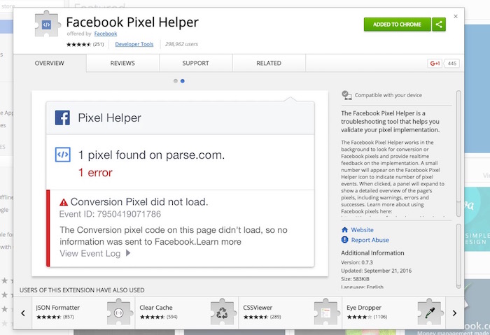 chrome-facebook-pixel-helper